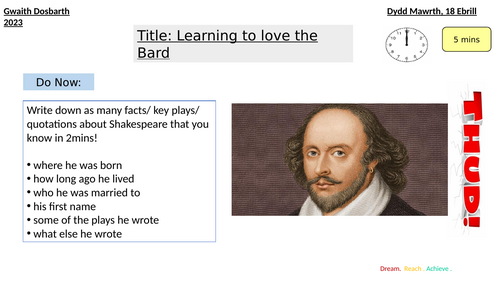 Introduction to Shakespeare - Lesson