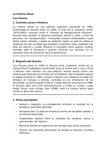 La historia oficial - Luis Puenzo - Essential Guide