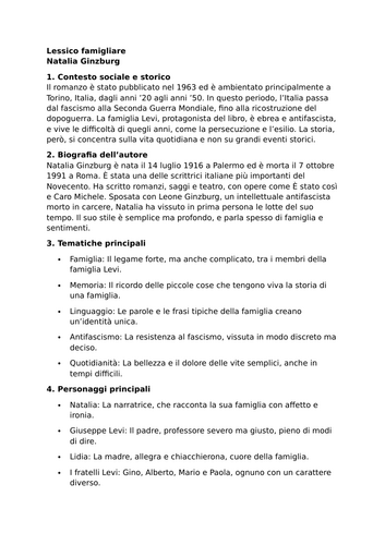 Lessico famigliare - Natalia Ginzburg - Essential Guide