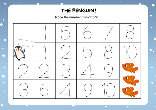 Trace the number from 1 to 10.