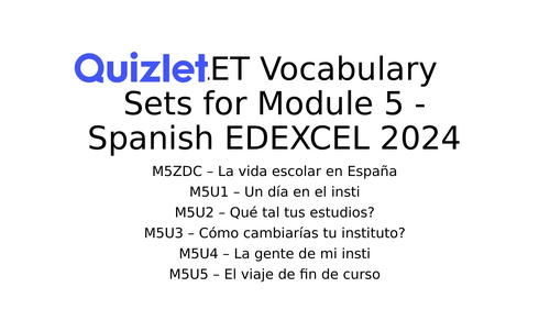 EDEXCEL 2024 Spanish Module 5 - Vocabulary Sets (QUIZLET)