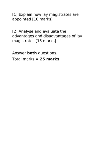 A-Level Law: 2023 Magistrates Combination Model Plan + Answer - Eduqas ELS