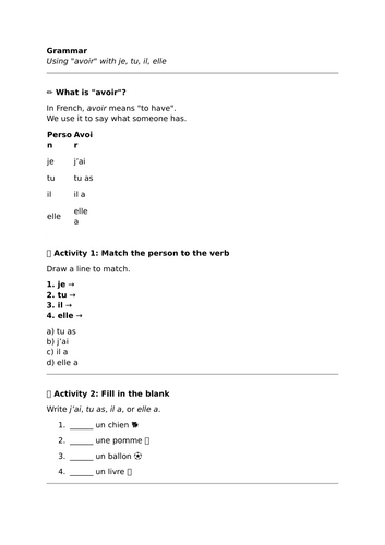 Using "avoir" with je, tu, il, elle - Studio 1 - Module 1 - Mon kit de survie