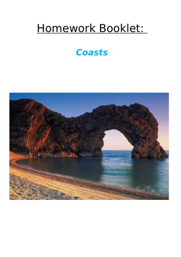 Geography KS3 Coasts Homework Booklet. 12 tasks.