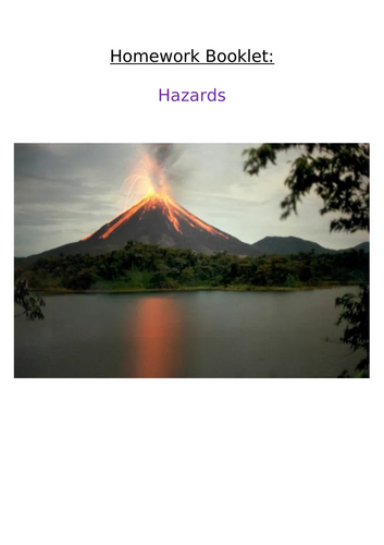 Geography KS3 Hazards Homework Booklet. 10 tasks.