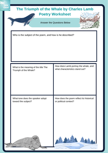 The Triumph of the Whale by Charles Lamb Poetry Worksheet