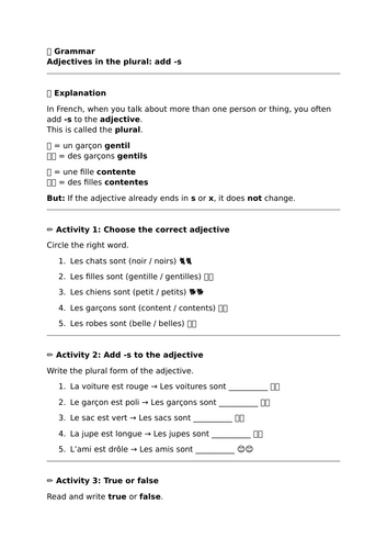 Studio 1 - Module 1 - Et les autres? - Adjective Agreement with Plural Nouns