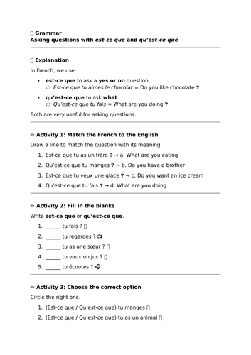 Asking Questions with est-ce que and qu’est-ce que