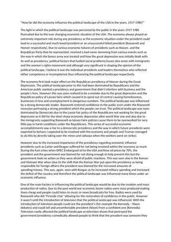 Edexcel A-Level History Paper 1 Essays - In search of the American Dream: Theme 1