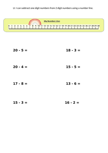Subtraction using a number line