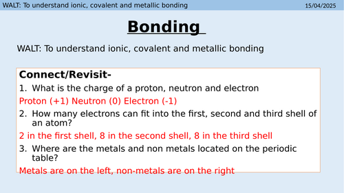 Bonding and states of matter Revision Powerpoint