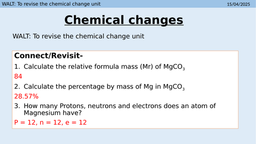 Chemical changes revision powerpoint