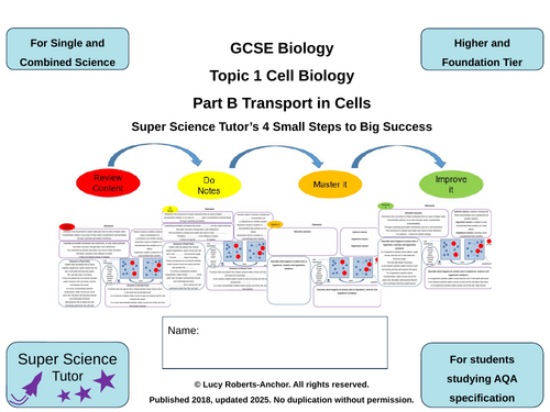 GCSE AQA Biology Topic 1B Transport in Cells 4-Steps Revision