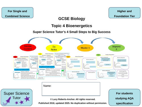 GCSE AQA Biology Topic 4 Bioenergetics 4-Steps Revision