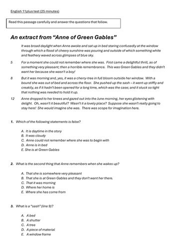 11 plus (GL) Full English mock paper 2