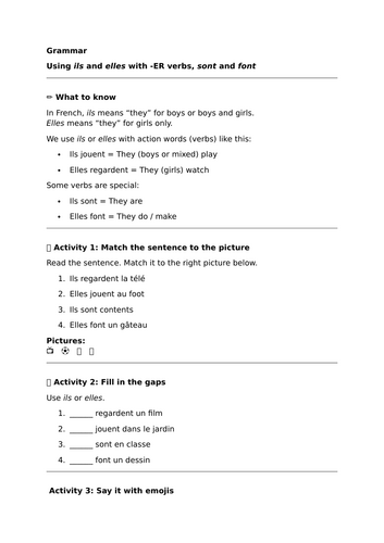Studio 1 - Module 3 - Ils sont actifs - Grammar - ils and elles with -ER Verbs, sont and font