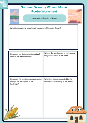 Summer Dawn by William Morris Poetry Worksheet