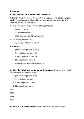 Using "vouloir" as a Modal Verb