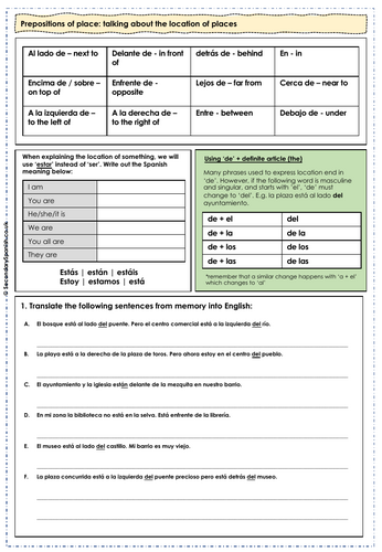AQA GCSE: Neighourhood - prepositions of place