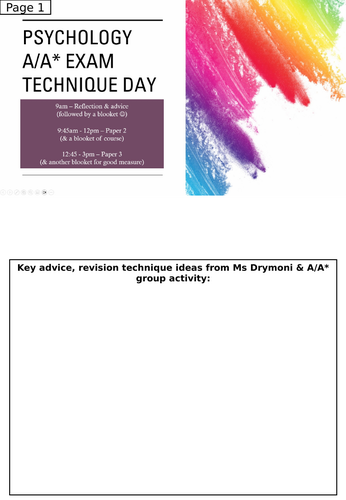 Psychology A-A* Revision day resources