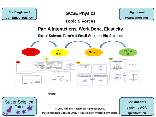 GCSE AQA Physics Topic 5A Forces, Interactions, Work Done 4-Steps Revision and Exam Preparation