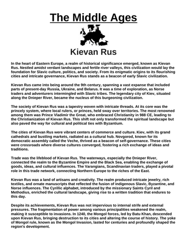 Kievan Rus “Article & Questions” Assignment (The Middle Ages)
