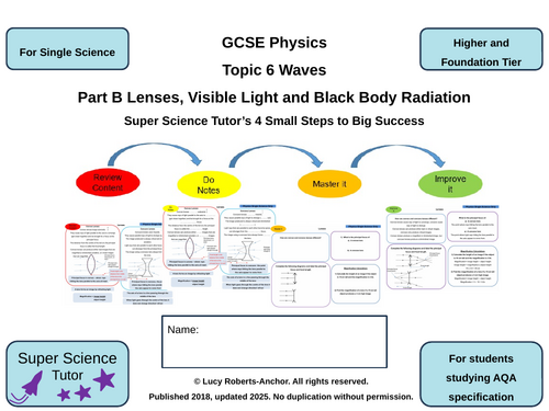 GCSE AQA Physics Topic 6B Waves, Lenses Single Science Only 4-Steps Revision and Exam Preparation