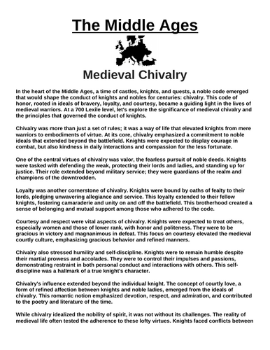 Medieval Chivalry “Article & Questions” Assignment (The Middle Ages)