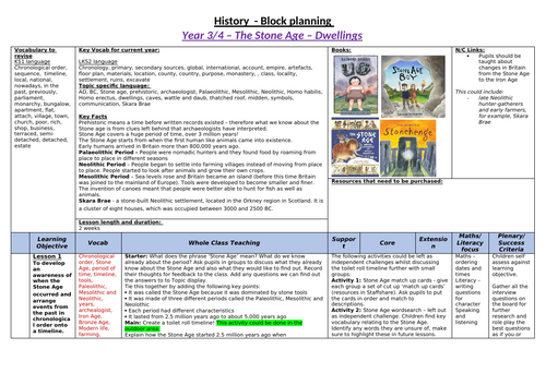 LKS2 History Stone Age Block Planning