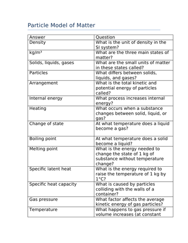 Particle model of matter loop game (GCSE)