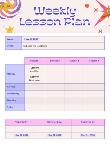 weekly lesson plan