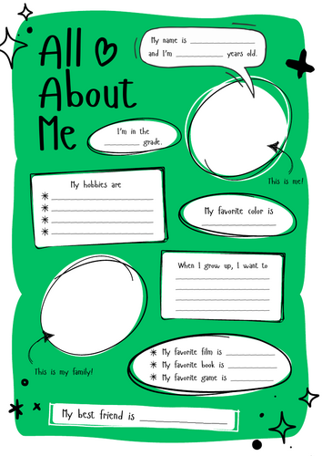 All About Me Worksheet