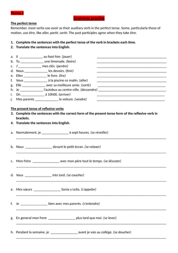 French grammar practice theme 2 AQA GCSE