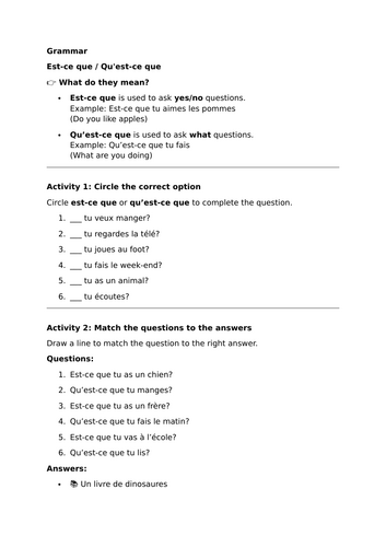 Est-ce que / Qu’est-ce que