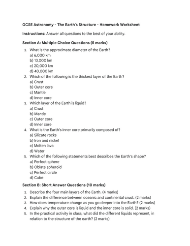 The Earth's Structure (Edexcel GCSE Astronomy)