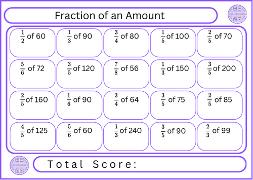 Fraction of an Amount - 20 Questions