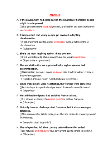 A Level French Guided Translation