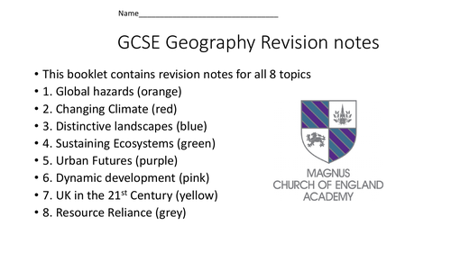 GCSE Gepgraphy Revision notes