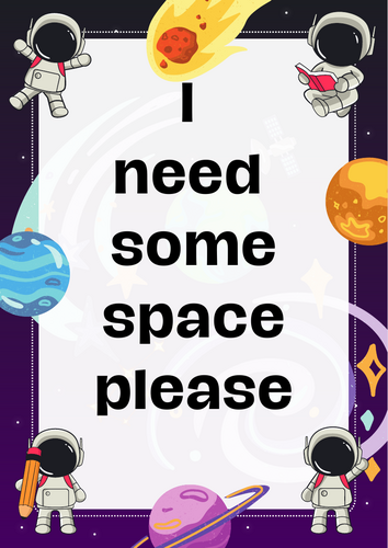 SEND support card for in class use-I Need Space