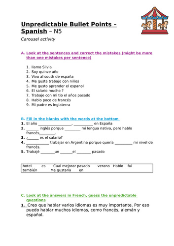Bullet Points N5 Spanish