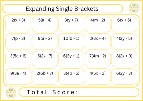 Expanding Single Brackets - 20 Questions