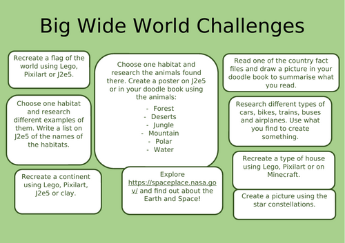 Big Wide World Activities