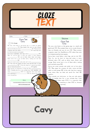 Cloze text - Cavy  + Solutions