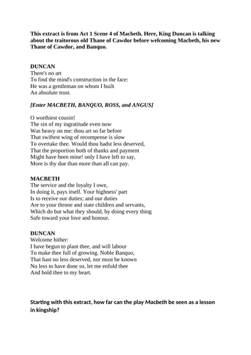 AQA Literature Paper 1: Macbeth and Kingship