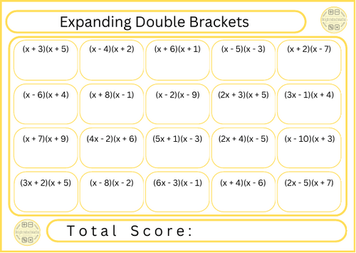 Expanding Double Brackets - 20 Questions