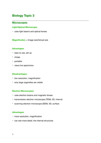 International A-Levels Edexcel Biology Unit 2 Study Notes