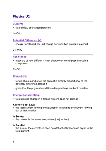 International A-Levels Edexcel Physics Unit 2 Study Notes