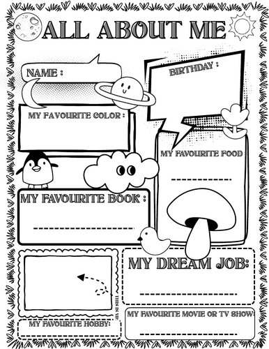 printable worksheet all about me teacher