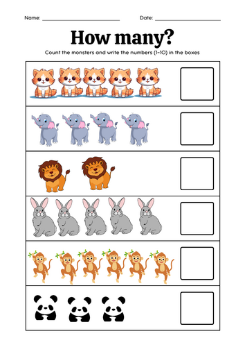 How Many Monsters Math Worksheet