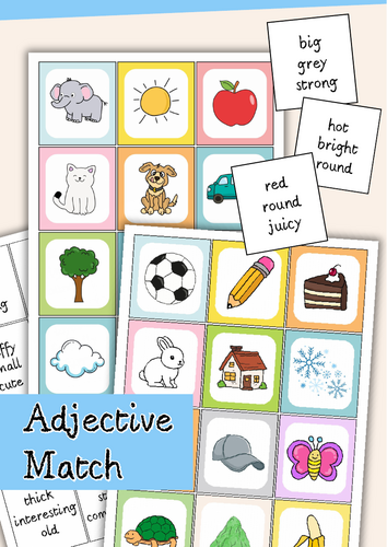 Adjective Matching Game | Describe & Match | ESL Vocabulary Activity | Printable PDF
